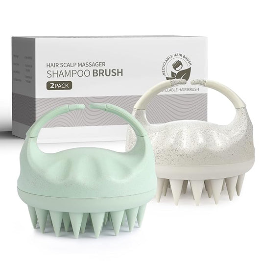 Sndyi 2 Pcs Scalp Massager Shampoo Brush, Scalp Scrubber with Soft Silicone Bristles, Scalp Exfoliator for Dandruff Removal, Scalp Massager for Hair Growth, Wet Dry Hair Brush for Scalp Care-Velvo Beauty