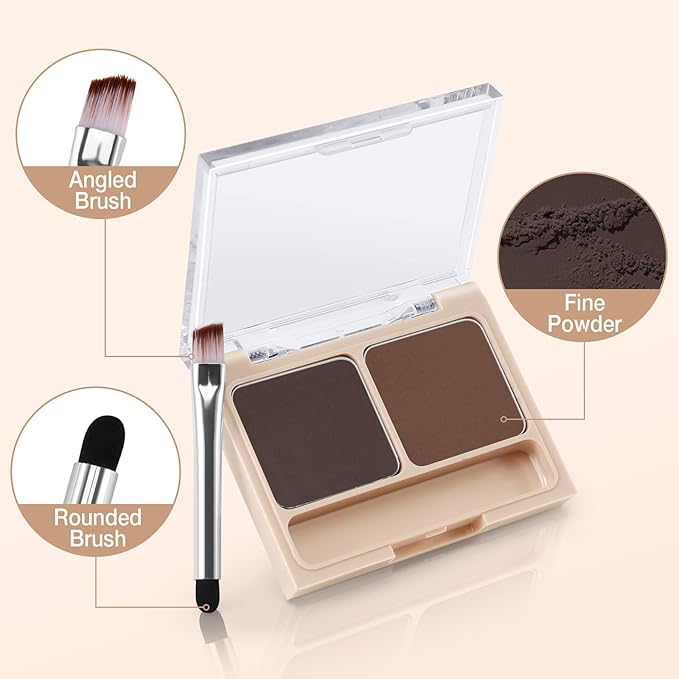 Boobeen 2-Color Eyebrow Palette, Brow Powder Makeup for Sculpting and Defining Brow, Eye Contour Kit with Brush Applicator-Velvo Beauty