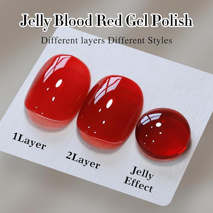 Double Rhythm 0.50 OZ Translucent Gel Polish Same Color Same Bottle Sheer Pastel Neutral Natural Milky 15 ML Jelly UV Nail Art DIY at Home (Burgundy Red-A1485)-Velvo Beauty