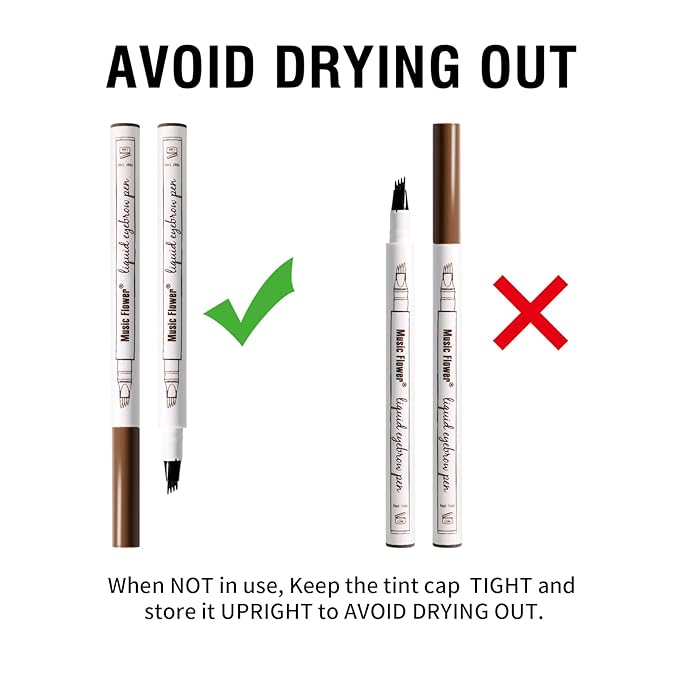 Music Flower Eyebrow Pen, Liquid Eyebrow Pen, Waterproof Brow Pencil with Micro-Fork Tip, Smudgeproof Long Lasting Fine Sketch Microblading Pen, Reddish Brown-Velvo Beauty