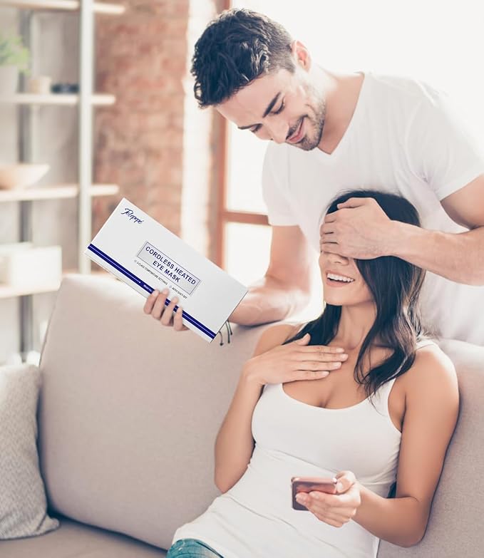 Heated Eye Mask for Dry Eyes, Cordless Warm Eye Compress, Styes, Blepharitis, 1000mAh, 3 Heat Levels, Electric, Light-Blocking, Washable Cover, Travel (Gray)-Velvo Beauty