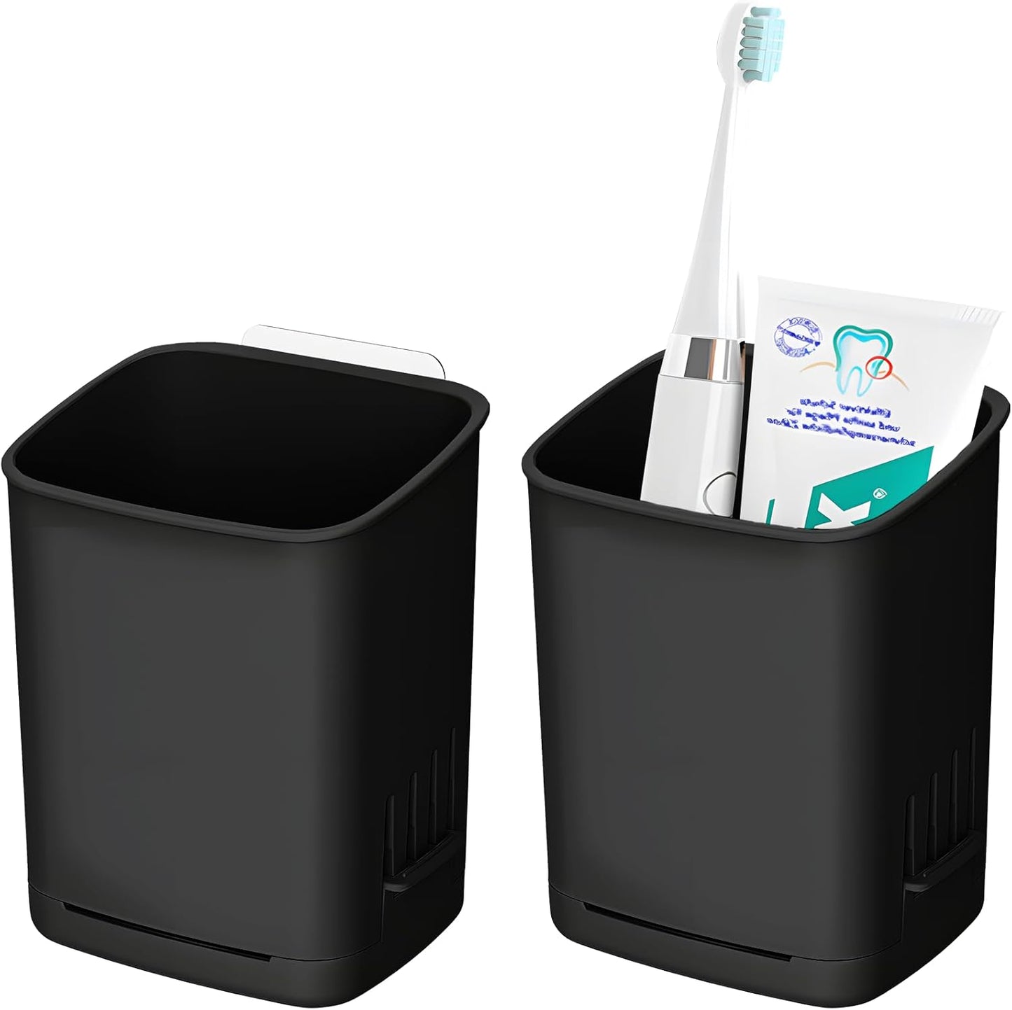 2 Packs Wall Mounted Toothbrush Holders, Self Adhesive Bathroom Toothbrush Wall Holder for Electric Toothbrush, Toothpaste, Razor,Shower Item (Black-Velvo Beauty