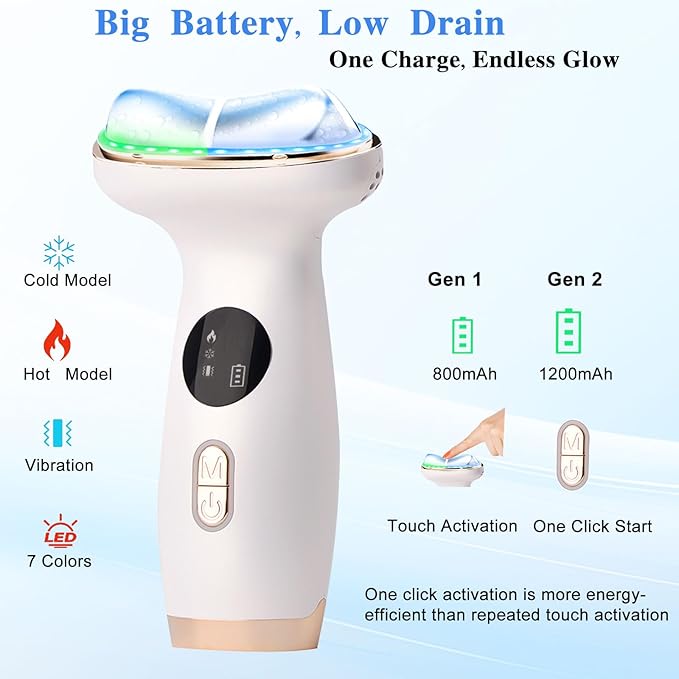 Cold Heat Facial Massager Red Light Therapy for Face Neck Eye Lifting Firming Depuffing,7-in-1 LED Facial Sculptor Skin Care,Cooling Electric gua sha Lift Device Reduce Forehead Frown Smile Line-Velvo Beauty