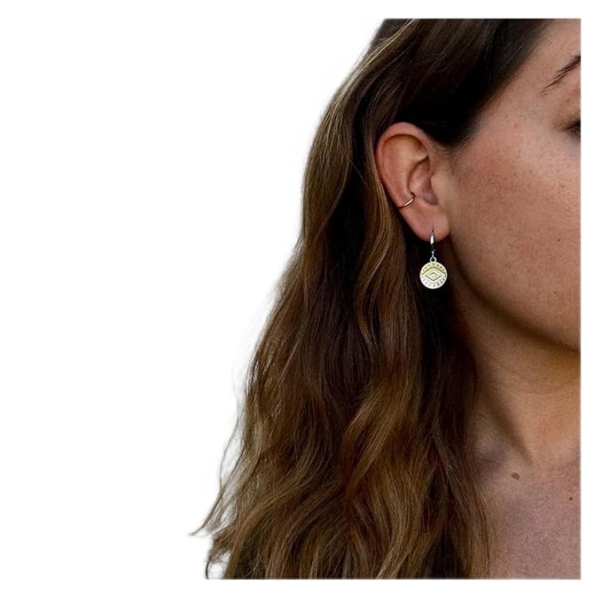 Evil Eye Coin Earrings Silver Disc Drop Earrings Evil Eye Hoop Earrings Vintage Lucky Charm Earrings Jewelry for Women and Girls-Velvo Beauty