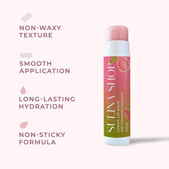 Guava Lip Balm Hydrating for Dry Lips - Natural Lip Moisturizer with Ceramide, Squalane & Castor Oil, Protects Lip Barrier, Lip Care for Chapped Lips, Lip Repair - 0.15 Fl oz-Velvo Beauty