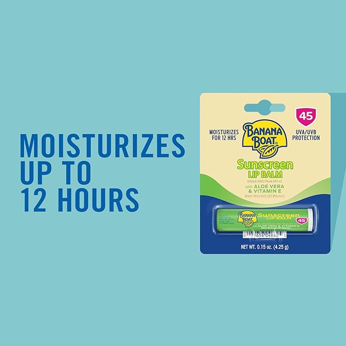 Banana Boat Sunscreen Lip Balm SPF 45 with Aloe Vera & Vitamin E, 0.15oz | Lip SPF, Aloe Vera Lip Balm with SPF, Vitamin E Lip Balm, Moisturizing Lip Balm, Lip Sunblock, Travel Sunscreen, 0.15oz-Velvo Beauty