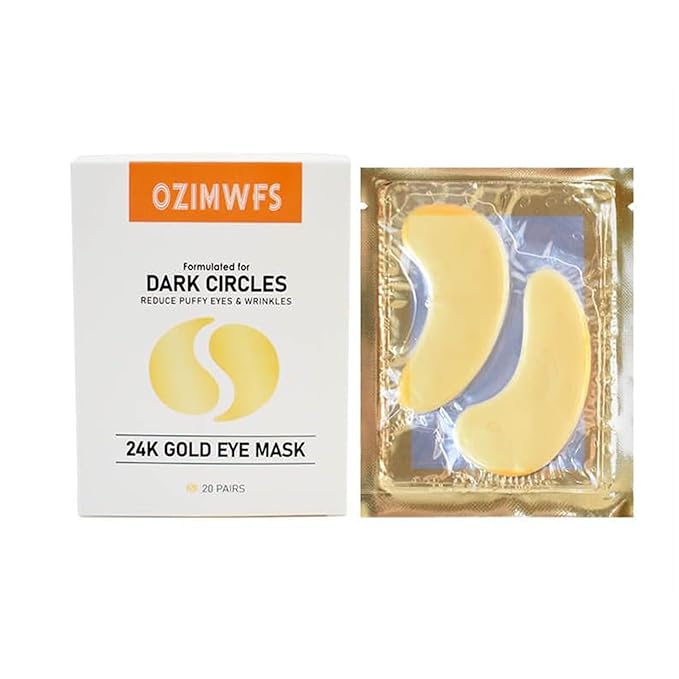 Organic 24K Gold Eye Mask with Collagen. Treatments reduce Puffy Eyes and Dark Circles Reduce Wrinkles and Fine lines-Velvo Beauty
