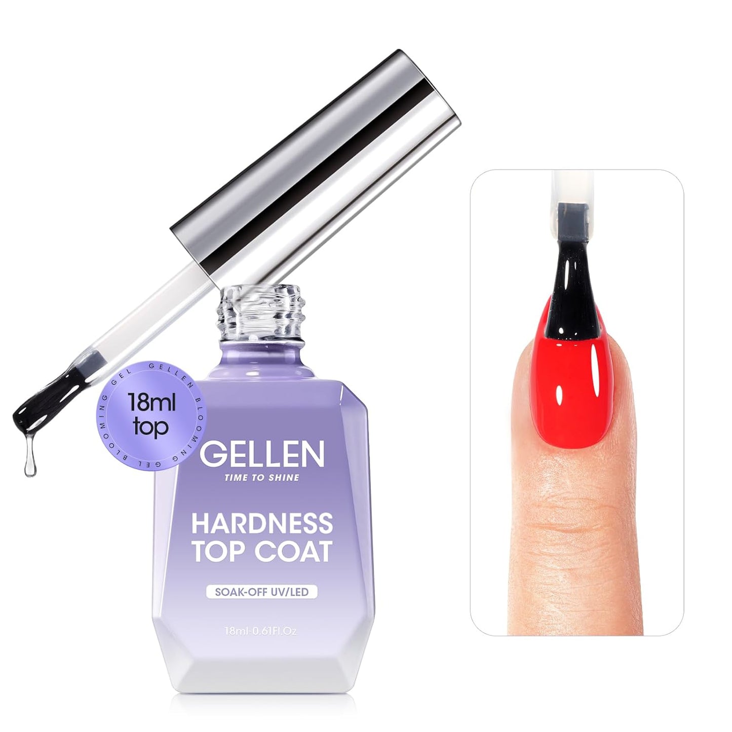 GELLEN No Wipe Gel Top Coat, 18ml Tempered Scratch Resistant Clear Nail Polish Finish, Soak Off UV Lamp Top Gel, High Gloss Shiny & Long Lasting Top Coat for Starter Nail Salon Art DIY Manicure-Velvo Beauty