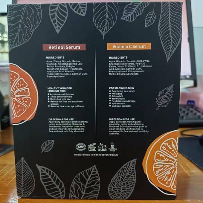 Kumi Beauty. K-Beauty Serums ~ 3 in 1 Gift Box ~ ||| Set: 2 Face Serums (Vitamin C + Retinol) + 1 Rose Quartz Roller.-Velvo Beauty