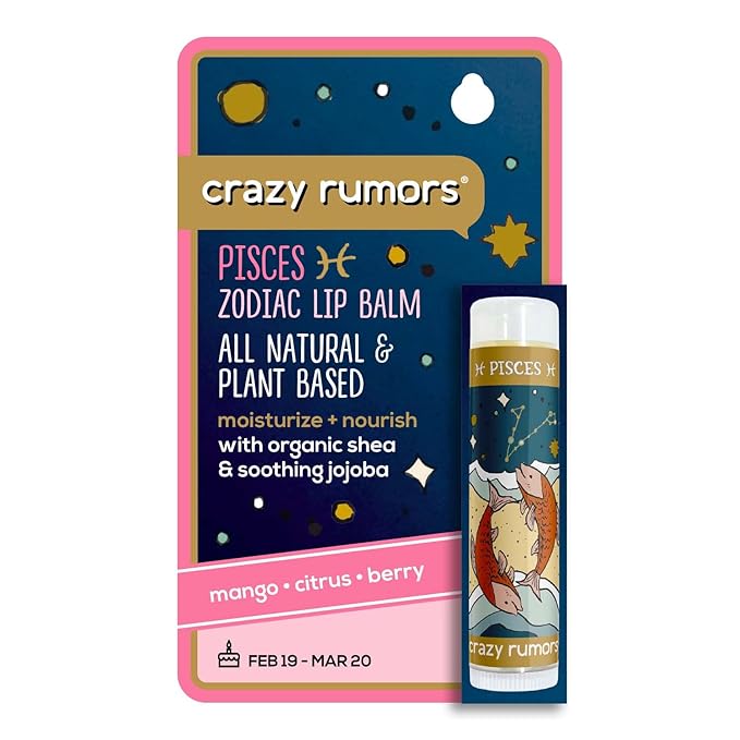 Crazy Rumors Pisces Zodiac All Natural, Plant Based Lip Balm to Moisturize and Nourish your Lips - Water Blend (Tropical Mango, Citrus Lemon, and Fragrant Berry)-Velvo Beauty