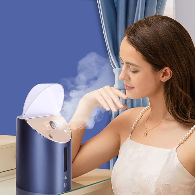 Facial Steamer DENFANY Nano Steamer Ionic Hot & Cool Mist Home SPA | 8 Steam Modes | Aromatherapy Basket | Digital LCD Screen | Extraction Set-Velvo Beauty