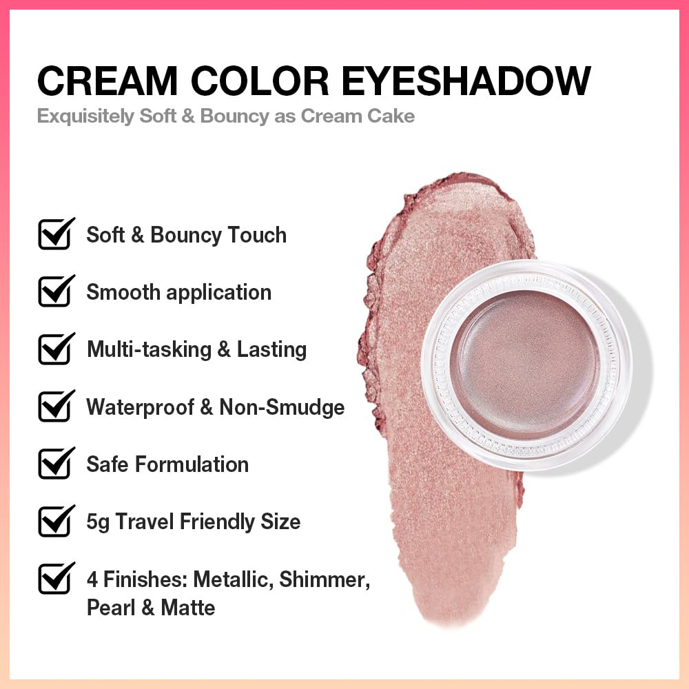 Kaely Single Cream Eyeshadow Pot, Golden Tan Antique Rose Shimmer Eye Shadow for Older Women High Pigmented Waterproof, Natural Eyeshadow Palette Makeup Brightener, sombras en crema para ojos, R02-Velvo Beauty