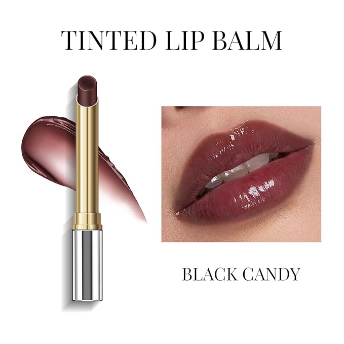 KYDA Tinted Lip Balm, Hydrating Sheer Formula Lip Balm, Natural Glossy Finish, Moisturizing Lip Care Balm for Dry Lips, Black Candy-Velvo Beauty