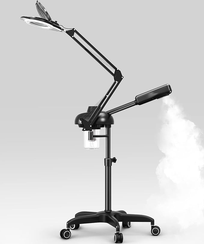 TASALON 2-in-1 Professional Facial Steamer, Hot Ozone Face Steamer for Facial with 5X Magnifying Lamp, Esthetician Steamer for Salon Beauty and Spa Shop, Skin Care Equipment with New Upgrade Wheels-Velvo Beauty