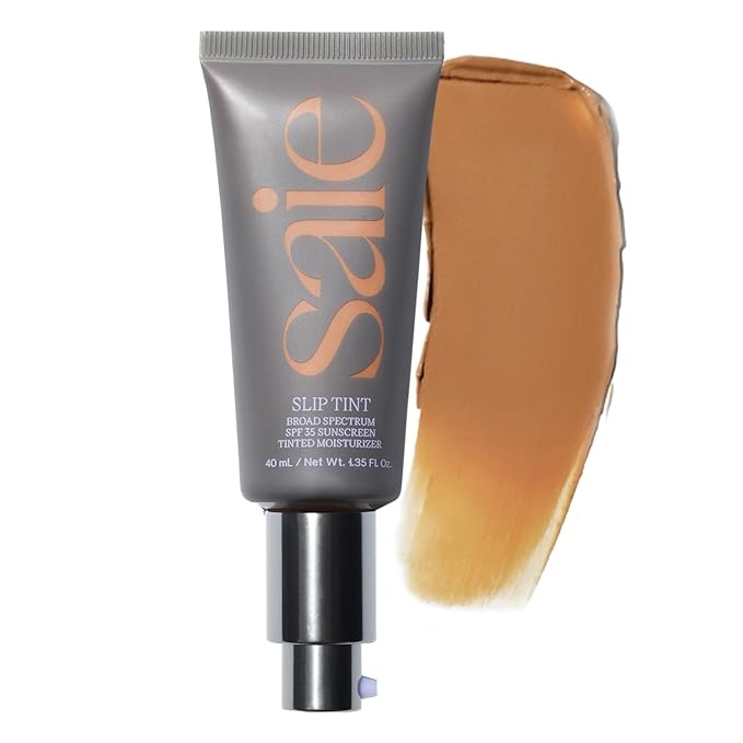 Saie Slip Tint Tinted Moisturizer with SPF 35 - Light Coverage, Glowy Skin Tint & Mineral Sunscreen for Face with Hydrating Hyaluronic Acid - Summer Makeup Essential - Shade Five + Half (1.35 oz)-Velvo Beauty