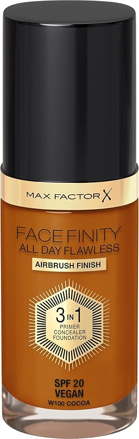 Max Factor Facefinity All Day Flawless 3 In 1 Foundation SPF 20, No. 100 Sun Tan-Velvo Beauty