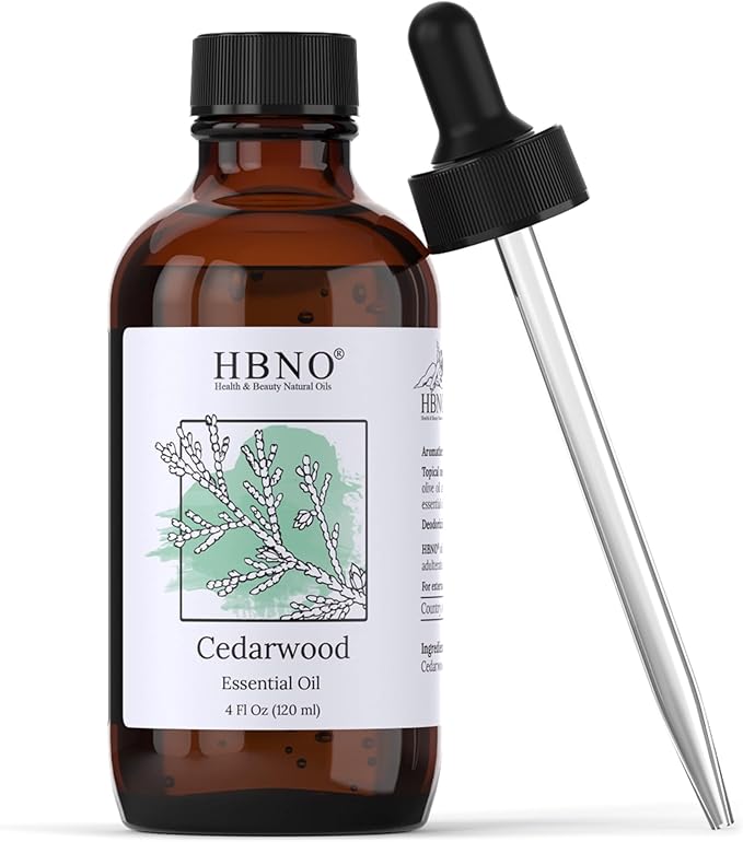 HBNO Cedarwood Essential Oil - Huge 4 oz (120ml) Value Size - Natural Cedarwood Oil - Perfect for Cleaning, Aromatherapy, DIY, Soap & Diffuser-Velvo Beauty
