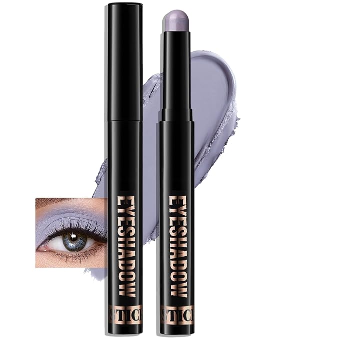Cream Eyeshadow Stick, Matte Eye Shadow Stick Waterproof Neutral Nude Eyeliner Pencil Crayon Long-Lasting Eye Highlighter Makeup for Older Women Easy to Use High Pigmented, 20 Periwinkle-Velvo Beauty