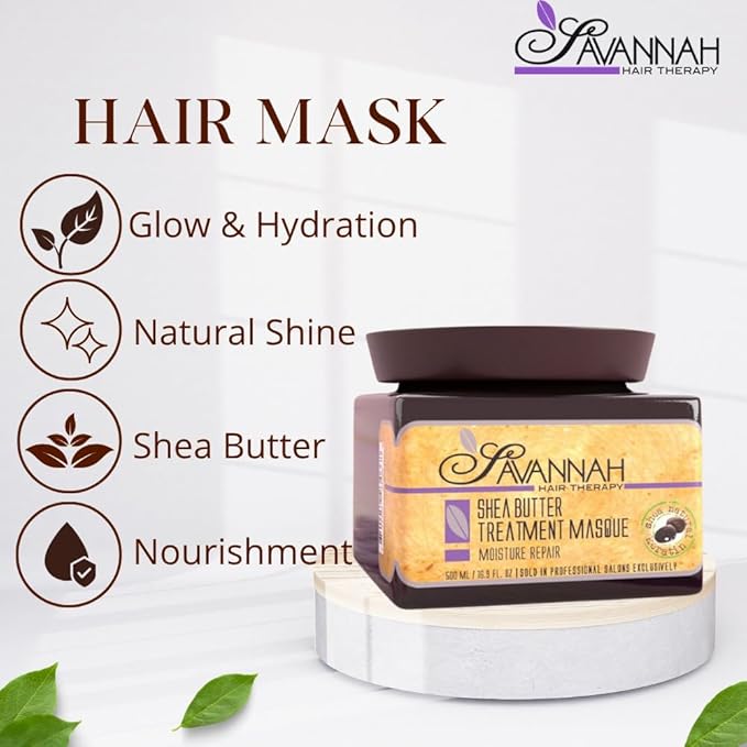 Savannah Deep Conditioning Hair Mask – Restores Shine & Softness to Dry, Curly, or Chemically Treated Hair – Anti-Frizz, Hydrating Formula with Keratin & Shea Butter – 500ml (16.9 oz)-Velvo Beauty