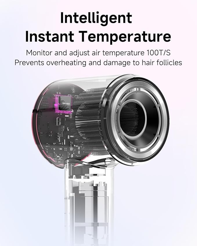 PLUZZ Hair Dryer with Diffuser Attachment, Diffuser Blow Dryer Ionic for Curly Hair, 110000RPM Brushless Motor High Speed Fast Hairdryer for Women/Men/Kids, Travel Hair Dryers Small Lightweight 1600W-Velvo Beauty