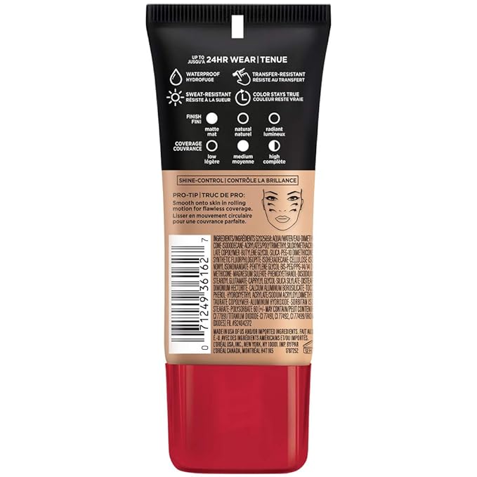 L'Oreal Paris Cosmetics Makeup Infallible Pro-Matte Liquid Longwear Foundation, Ivory Beige, 1 fl oz-Velvo Beauty