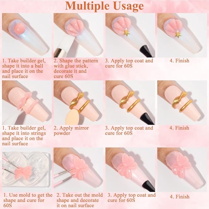 MIZHSE Solid Builder Gel for Nails, Nude Pink Non-Sticky Sculpting Gel, 3D Nail Art Building Carving Modeling Hard Nail Extension Soak Off UV/LED Nail Art Salon Home DIY 15g-Velvo Beauty