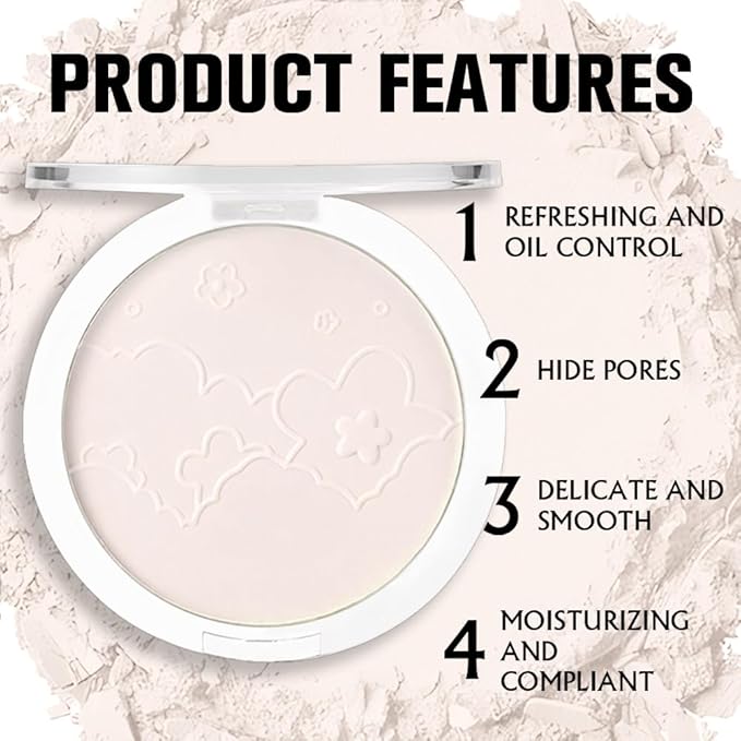 Face Oil Control Pressed Setting Powder-Clarifying Finishing Powder,Waterproof Long Lasting Setting Powder Makeup,Blurs Fine Lines&Imperfections,Translucent Powder Setting Powder with Powder Puff-Velvo Beauty