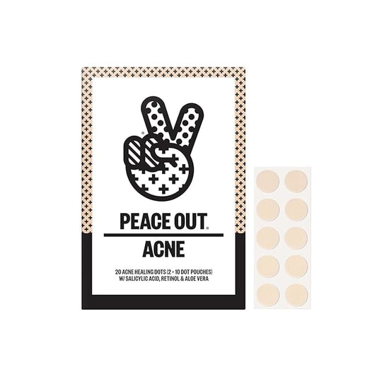 PEACE OUT Acne Healing Dots Helps Clear Blemishes Overnight, Fast Acting Hydrocolloid Pimple Patches for Breakouts with Salicylic Acid, Retinol and Aloe Vera, Award Winning Skincare Solution 20 Count-Velvo Beauty
