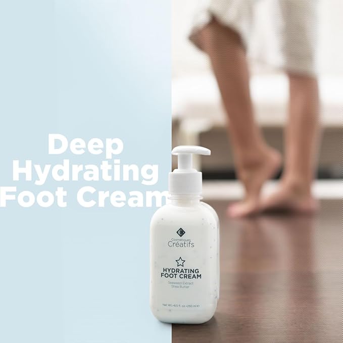 Hydrating Foot Cream for Dry Cracked Heels and Feet, 8.5 fl. oz., Deep Moisturizing Seaweed Extract and Shea Butter, Restores Soft Supple Skin-Velvo Beauty