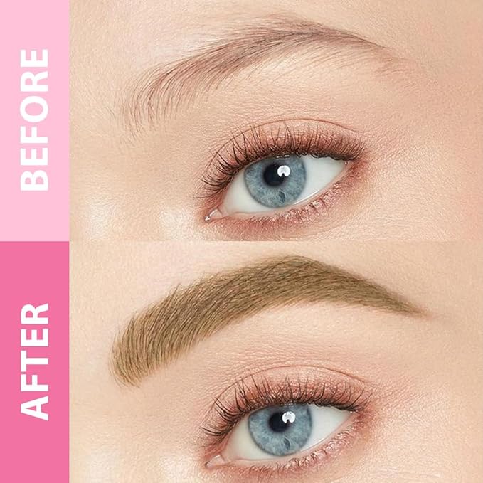 evpct 1Pcs Brown Magic Microblading Eyebrow Contouring Pen Brow Pencil, with 4 Brush Micro-Fork-Tips Precise Applicator, with Dual-ended Eyebrow Brush, Hair Like Strokes, Natural Looking Brows-Velvo Beauty