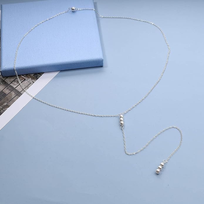 Boho Pearl Back Chain Necklace Gold Backdrop Necklace Body Chain Summer Beach Body Jewelry for Women and Girls Gifts-Velvo Beauty