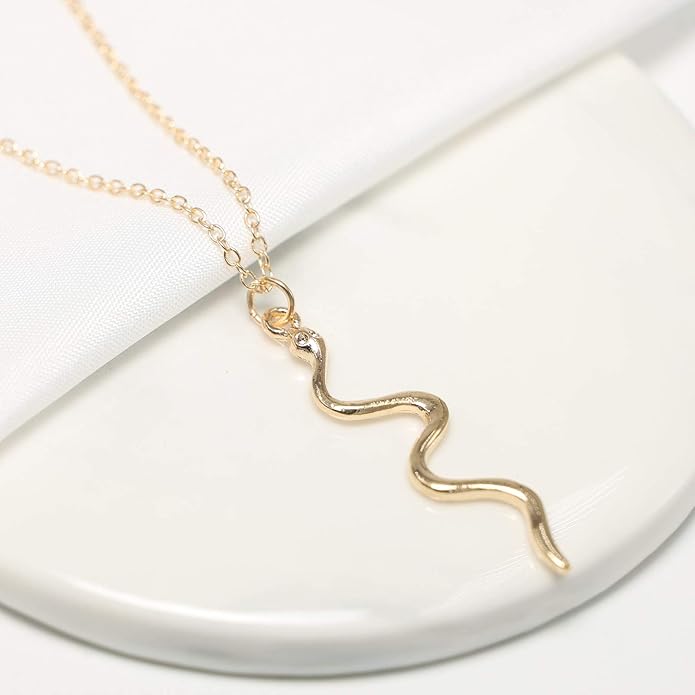 Snake Pendant Necklace Punk Serpent Drop Necklace Vintage Animal Necklaces Chain Jewelry for Women and Girls-Velvo Beauty