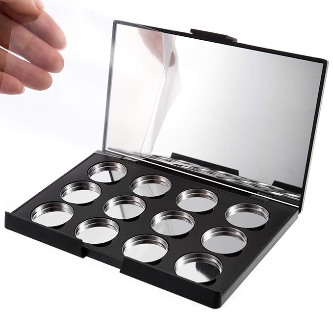 Empty Magnetic Eyeshadow Makeup Palette with Mirror and 12Pcs 26mm Round Metal Pans-Velvo Beauty