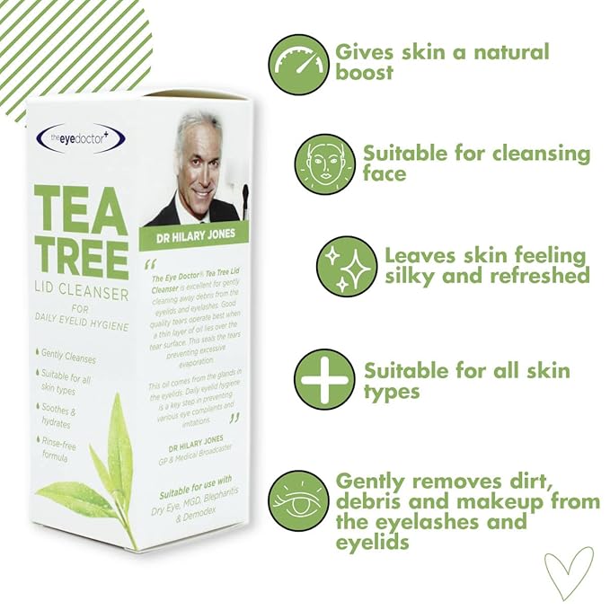 The Eye Doctor Tea Tree Lid Cleanser 100ml – Daily Eyelid Hygiene Remove Debris & Make-up Eyelid Eyelashes – For Sensitive Eyes – Contains Tea Tree Oil Argan Oil Coconut Oil & Micellar Water-Velvo Beauty