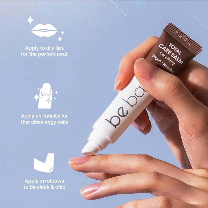 Total Care Balm Variety Pack - Berry Burst, Peachy Pleasure, CocoNutty Nourishing Multi-Balm with Vitamin E for Moisturizing Lips, Nails, Elbows and Dry Skin (3 pc)-Velvo Beauty