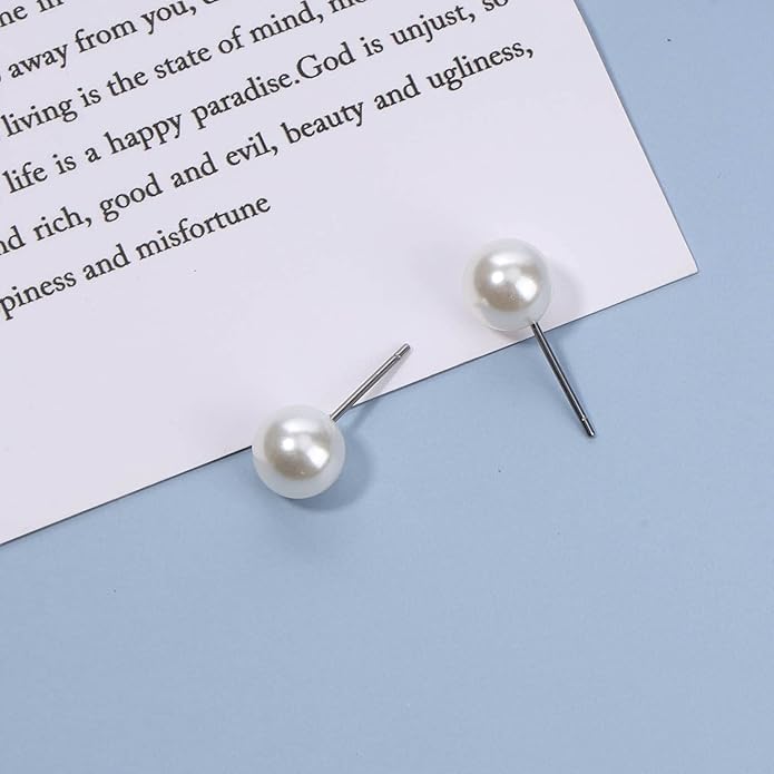 Boho Pearl Studs Earrings Tiny Pearl Earrings Minimalist Earrings Pearl Simple Studs Jewelry for Women Bridesmaid Gifts-Velvo Beauty