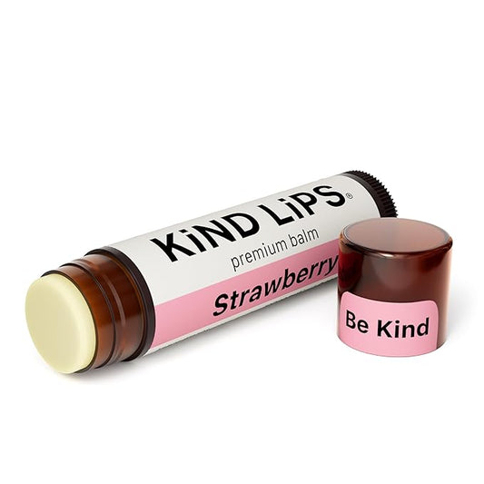 Kind Lips Lip Balm - Nourishing & Moisturizing Lip Care for Dry Lips with Shea Butter, Beeswax & Vitamin E | Strawberry Flavor | 0.15 Oz (Single Tube)-Velvo Beauty