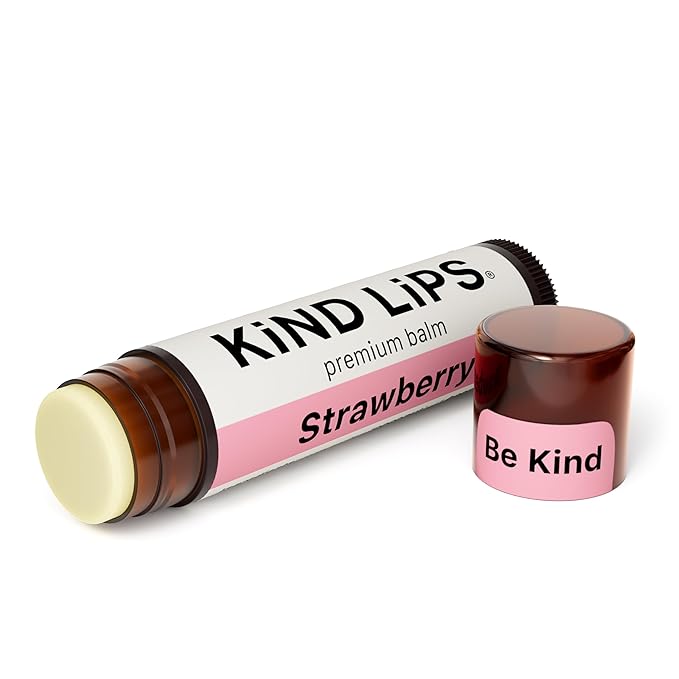 Kind Lips Lip Balm - Nourishing & Moisturizing Lip Care for Dry Lips with Shea Butter, Beeswax & Vitamin E | Strawberry Flavor | 0.15 Oz (Pack of 5)-Velvo Beauty