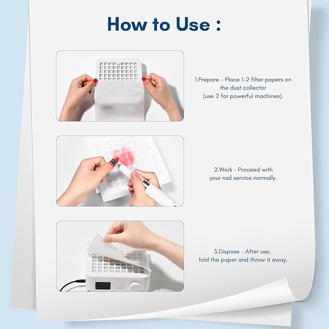 Makartt Nail Dust Collector Filter Paper – 100 Sheets Disposable Nail Dust Filters for Nail Dust Collector Machines, Nail Vacuum Dust Collector Nail Salon Supplies & Accessories White-Velvo Beauty