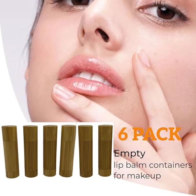Bamboo Empty Lip Balm Containers 5.5g 6 Pack,Refillable DIY Lip Balm Tube Containers with Clear PP Plastic Inner,Lip Gloss Tubes Chapstick Holder for DIY Cosmetic Samples Deodorant-Velvo Beauty
