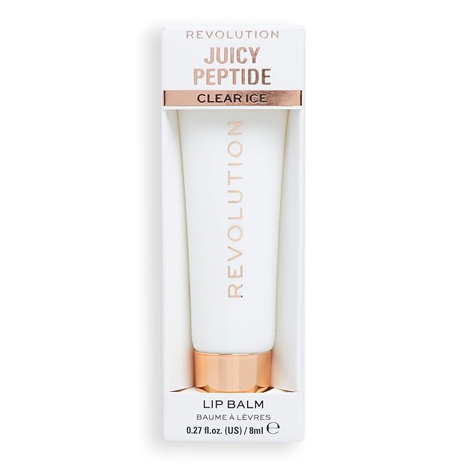 Revolution Beauty, Juicy Peptide Lip Balm, Hydrating & Plumping Lip Balm with Sheer Color, Infused with Vitamin E & Peptides, Clear Ice, 0.27 Fl. Oz-Velvo Beauty
