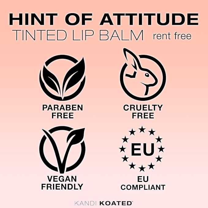 Kandi Koated Hint of Attitude [Rent Free] Tinted Lip Balm by Kandi Burruss | Sheer Tinted Balm, Moisturizing Chapstick with Vitamins, Paraben-Free, Cruelty-Free Formula | Beauty & Makeup-Velvo Beauty