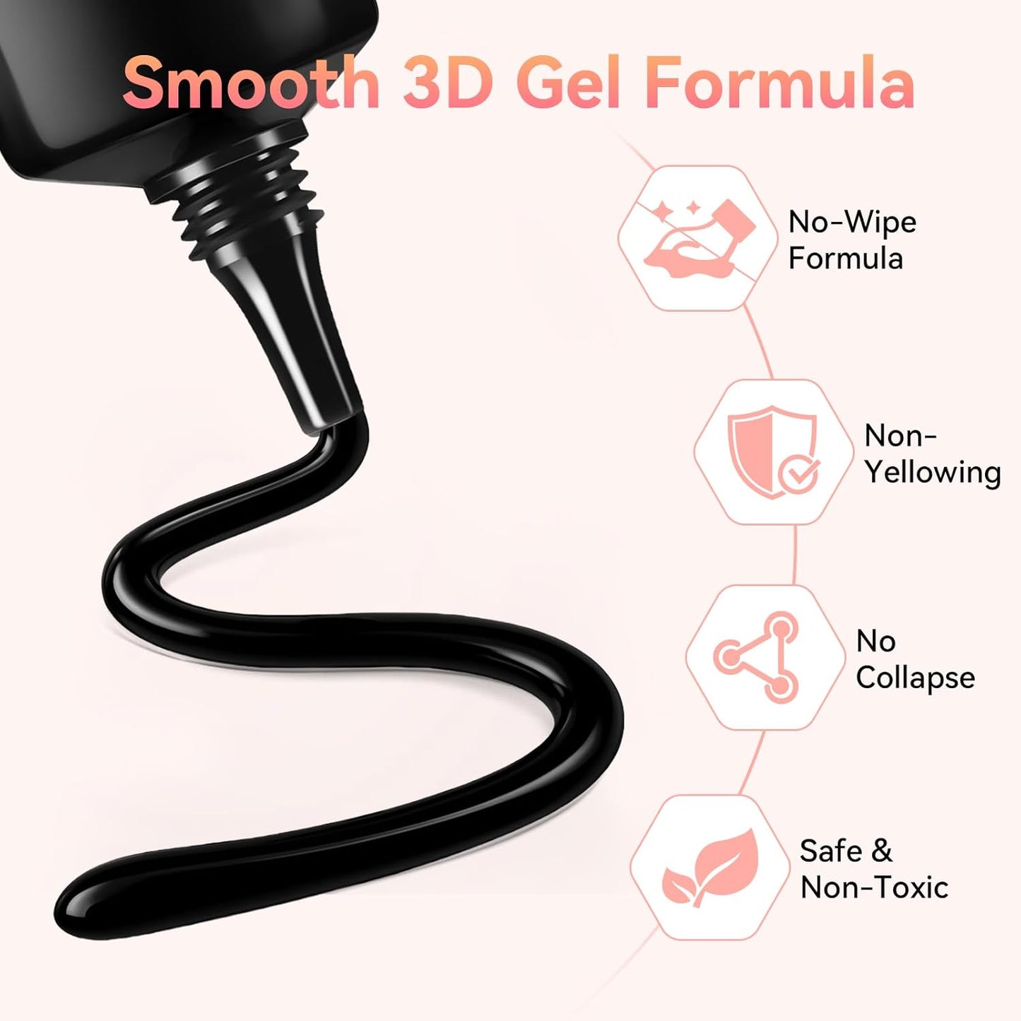 Makartt 3D Gel Nail Art: 15g Sculpting Gel Nail Art Glue for Craving Black Candy Molding Gel No Wipe Embossed Gel Polish Rhinestone Nails Charm Glue Decoration Manicure Designs (Noir)-Velvo Beauty