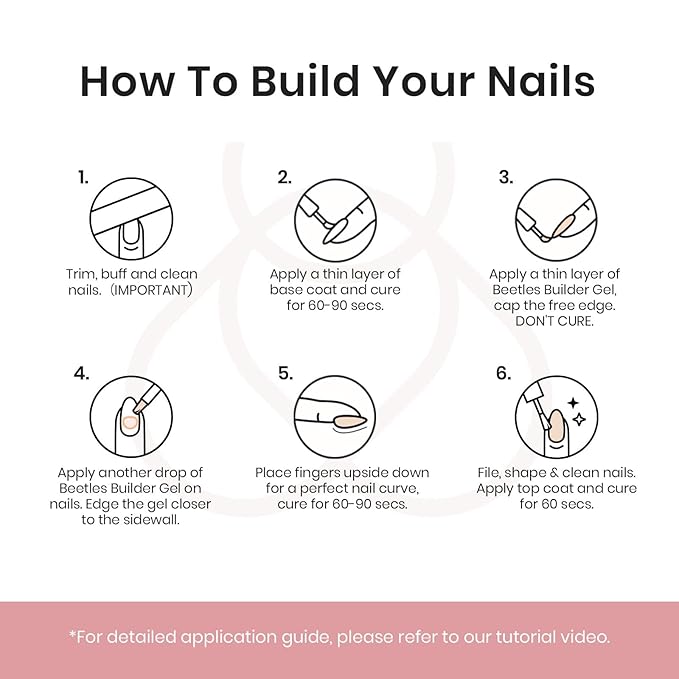 Beetles Builder Gel for Nails, 7 in 1 Nude Brown Colored Strengthener Gel in a Bottle for Nail Extension Nail Apex Building UV LED Lamp Cured DIY at Home Beauty Gift Sets for Women,Base Coat Need-Velvo Beauty