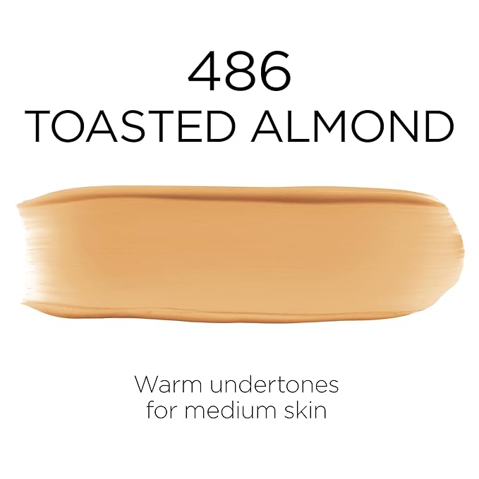 L'Oreal Paris Makeup Infallible Up to 32 Hour Fresh Wear Lightweight Foundation, 486 Toasted Almond, 1 Fl Oz, Packaging May Vary-Velvo Beauty