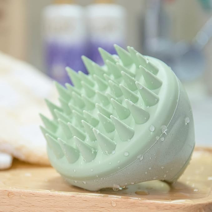 Hair Scalp Massager Shampoo Brush Silicone Scalp Scrubber Head Scrubber Exfoliating Brush - Green-Velvo Beauty