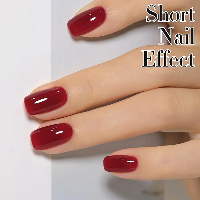 Double Rhythm Translucent Gel Polish Sheer Neutral Natural Light Milky Same Color Same Bottle 15ML Jelly Nail Polish Nail Art DIY at Home (Jelly Burgundy-A1400)-Velvo Beauty