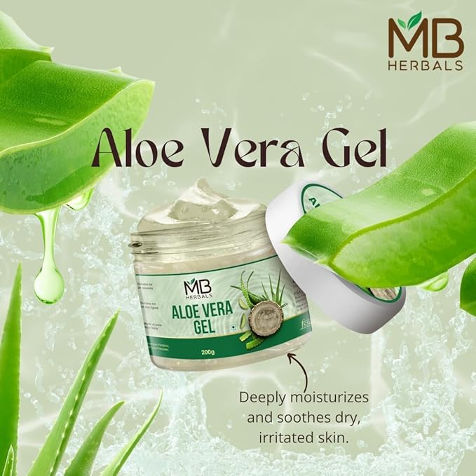 MB Herbals Aloe Vera Gel 7 oz (200 Gram) | Pure Aloe Vera Gel - No added Fragrance | For Moisturizing Skin and Scalp | Skin and Hair Care-Velvo Beauty