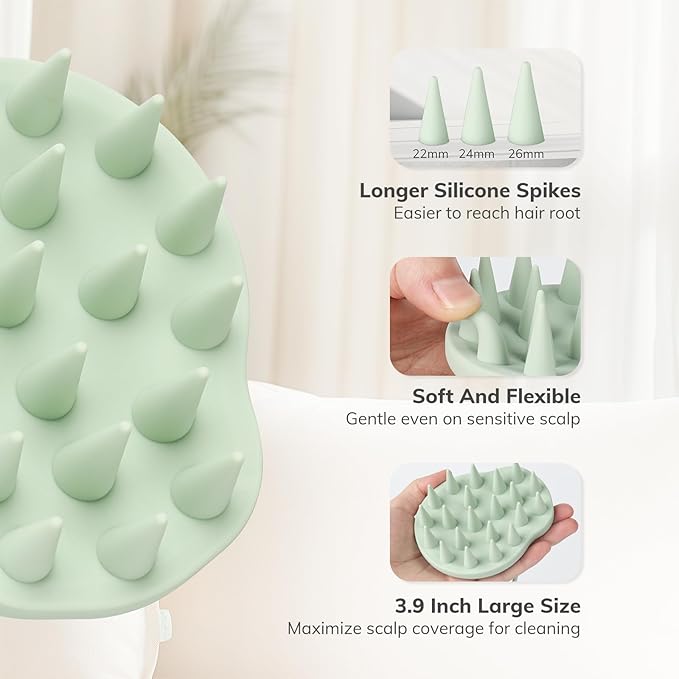 Sndyi Silicone Scalp Massager Hair Growth, Scalp Scrubber with Soft Silicone Bristles, Scalp Exfoliator for Dandruff Removal, Large Size Shampoo Brush, Wet Dry Scalp Brush for Long Thick Curly Hair-Velvo Beauty