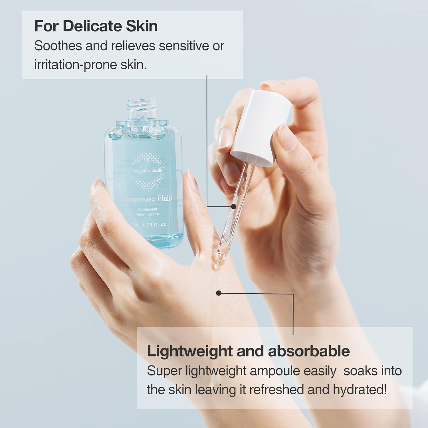 Couperose Fluid – Soothing & Calming Ampoule for Sensitive, Redness-Prone & Troubled Skin, With Hydrolyzed Collagen, Sodium Hyaluronate, Aloe Vera & Rose Water. 1.69 fl.oz (50ml)-Velvo Beauty